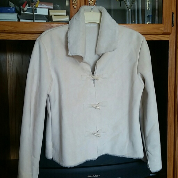 Beautiful suede jacket with lambswool inside sz L - Picture 1 of 5